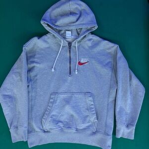 Nike Heather Gray Pullover with Red Swoosh